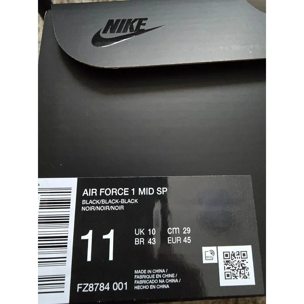 Supreme Air Force 1 Mid Black Mini Box Logo Sneakers Mens 11 NWT DS OG